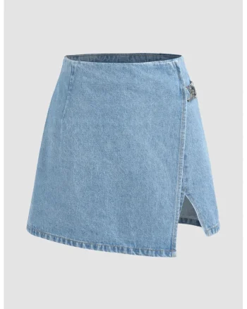 Pantaloni scurti denim,  talie inalta