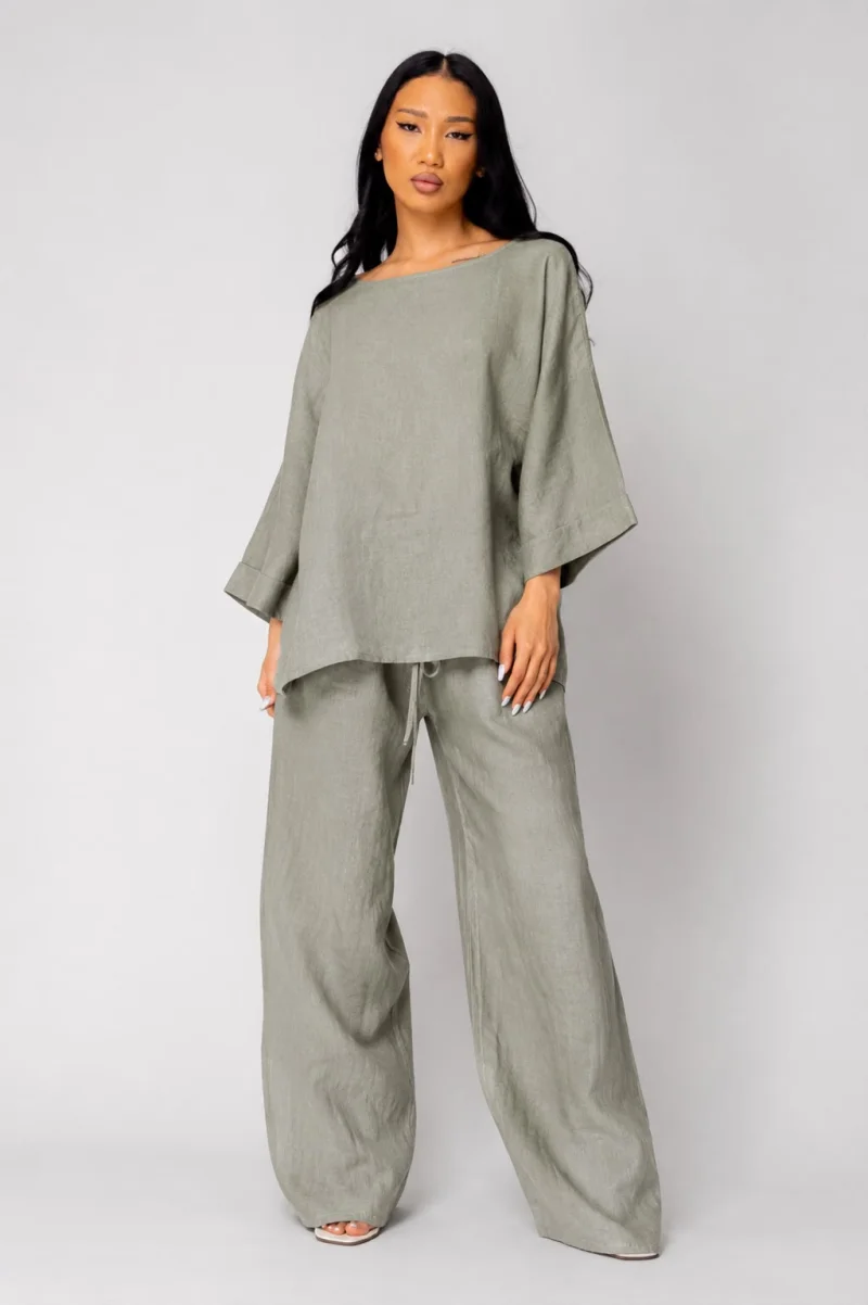 Set Kalie II Bluza si Pantalon lung 100% in Khaki