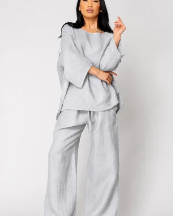 Set Kalie II Bluza si Pantalon lung 100% in Light Grey