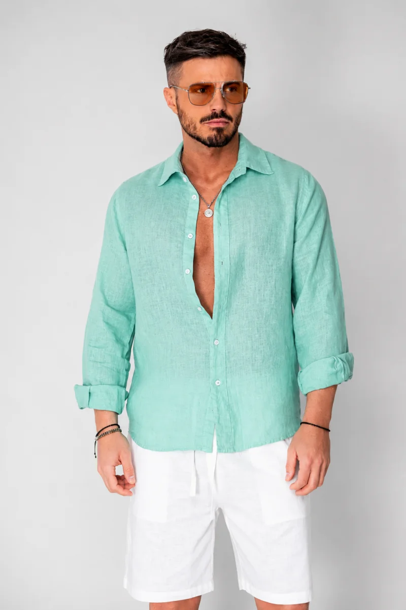 Camasa din 100% In de plaja Ice Green