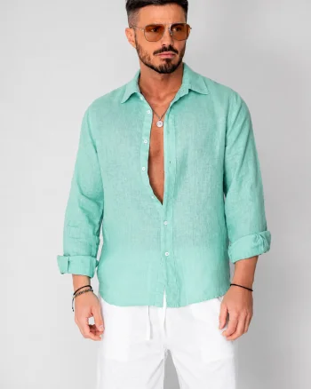 Camasa din 100% In de plaja Ice Green