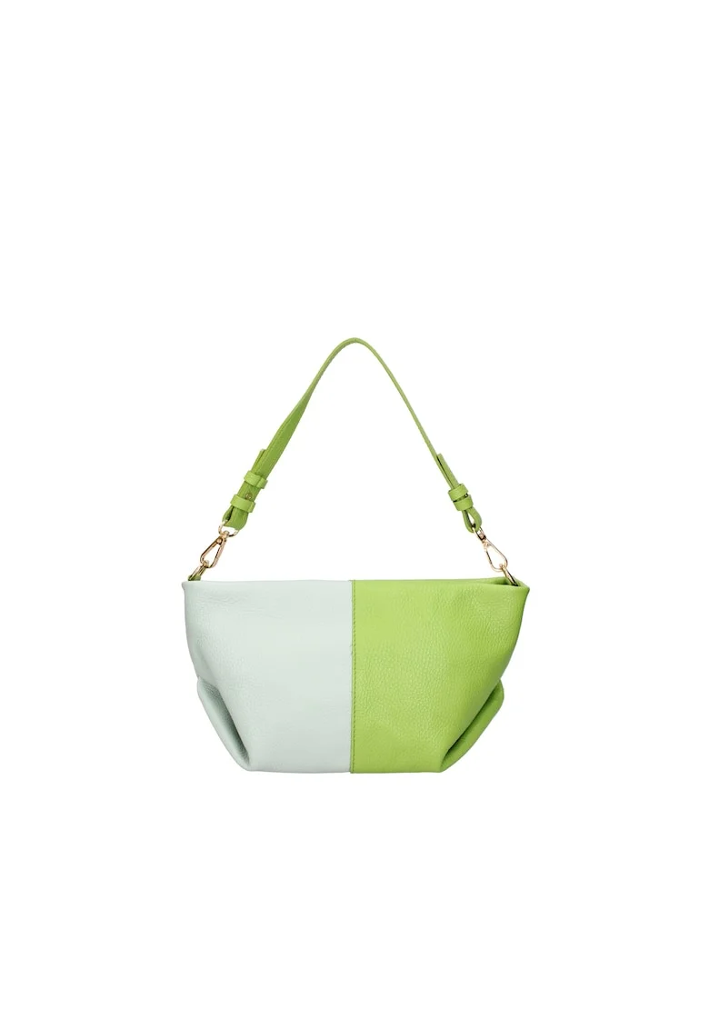 Geanta hobo din piele, Verde pal/Verde fistic