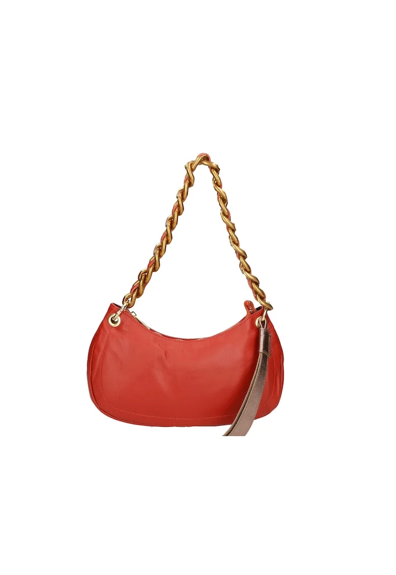 Geanta de piele cu de lantdwqfwq, Portocaliu inchis/Bronz, 14 x 32 x 8 CM