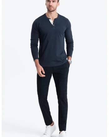 Bluza din bumbac cu fenta cu nasturi, Albastru ultramarin