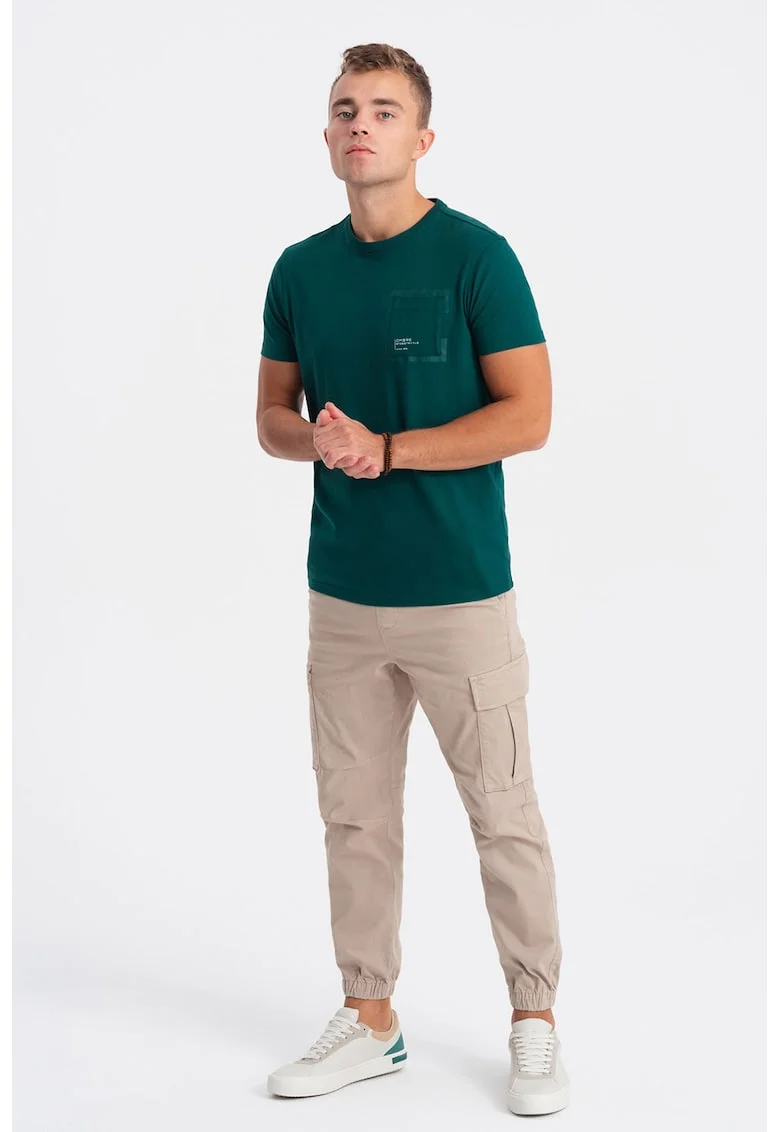 Tricou cu buzunar pe piept, Verde persan