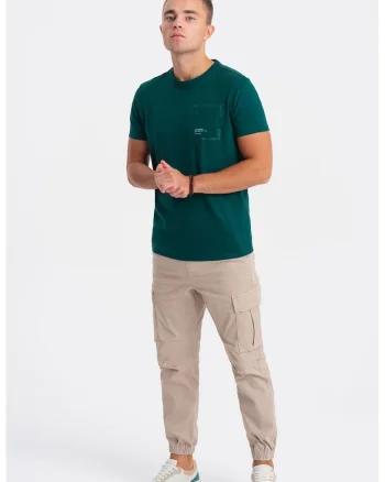 Tricou cu buzunar pe piept, Verde persan