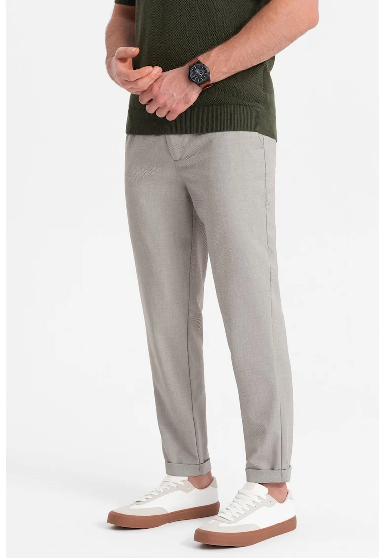Pantaloni chino cu buzunare oblice, Gri deschis melange