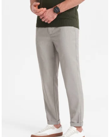 Pantaloni chino cu buzunare oblice, Gri deschis melange