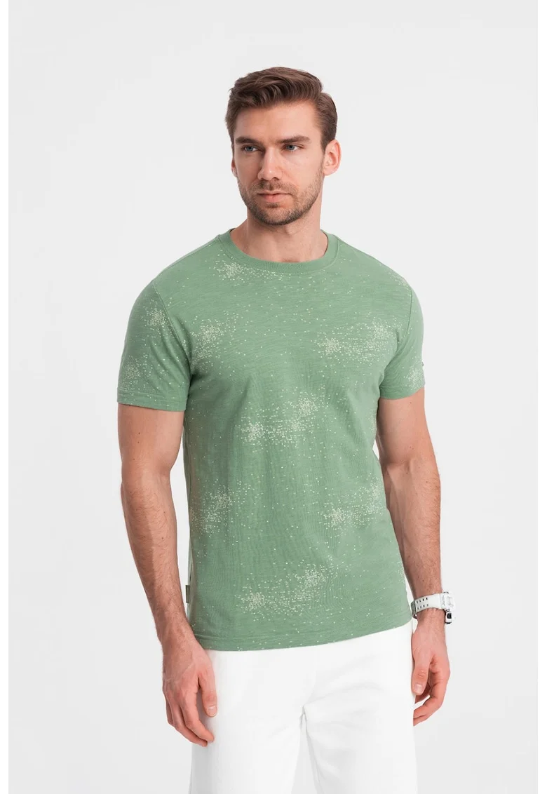 Tricou de bumbac cu imprimeu, Verde aquamarin