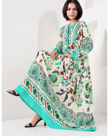 Rochie maxi dama HiCCUP imprimeu viscoza, Verde salvie