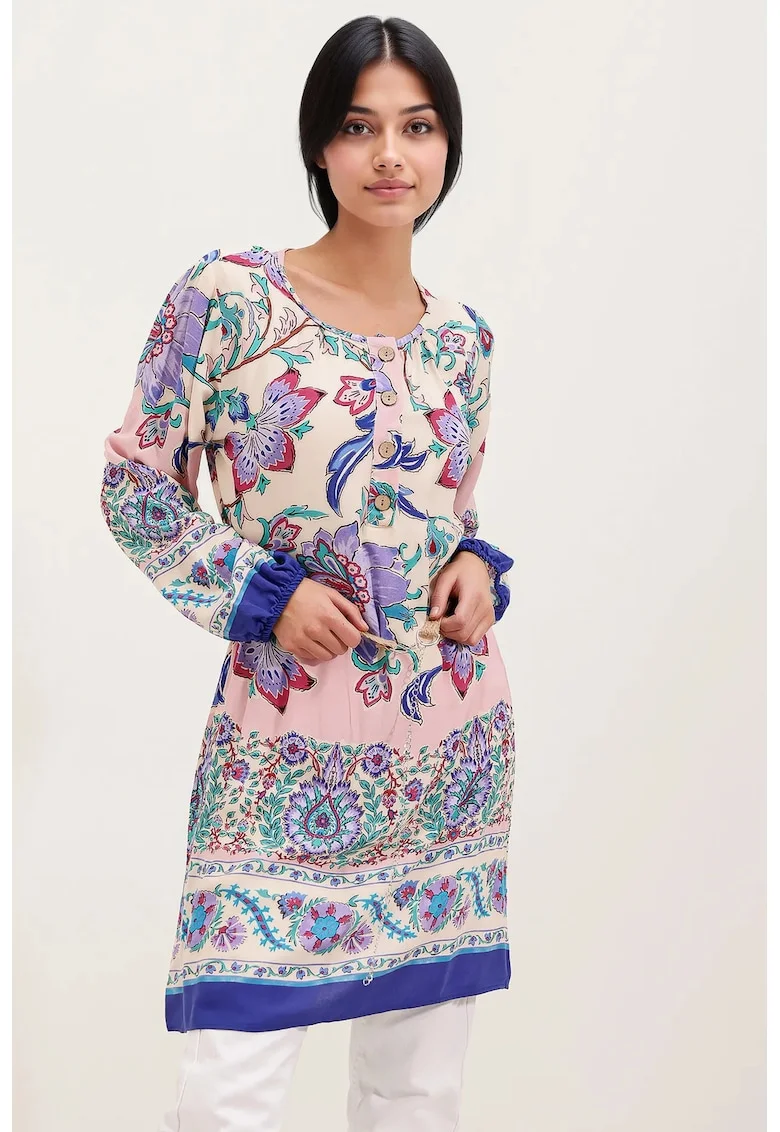 Rochie mini viscoza satinata multicolor, Violet