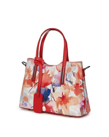Geanta dama din piele cu model floral Mariella FF4