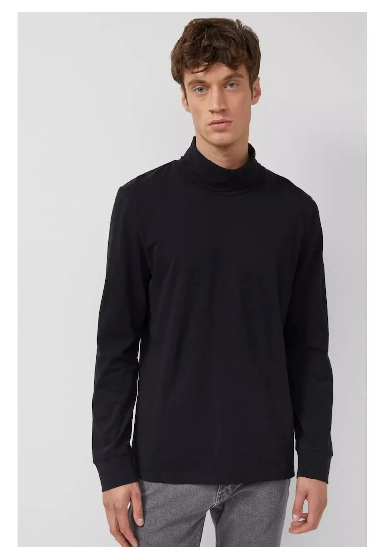 Bluza uni de bumbac cu guler inalt