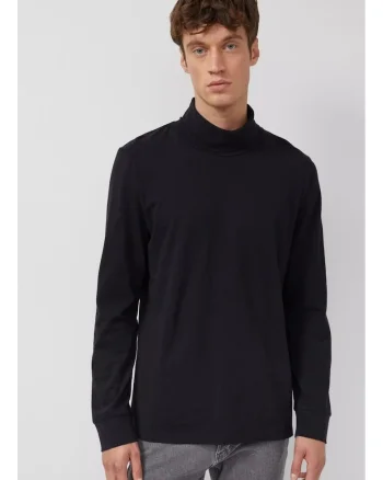 Bluza uni de bumbac cu guler inalt