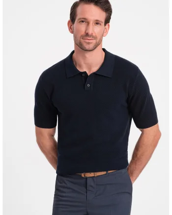 Tricou polo din bumbac pique 2, Bleumarin