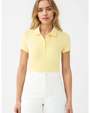 Tricou polo slim fit din amestec de modal, Galben deschis