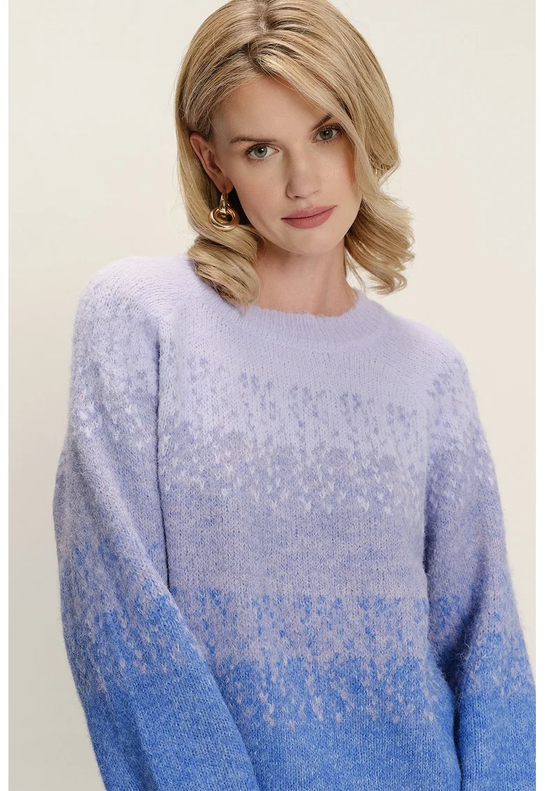 Pulover uni regular fit decolteu la baza gatului, Albastru lavanda