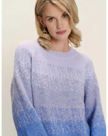 Pulover uni regular fit decolteu la baza gatului, Albastru lavanda