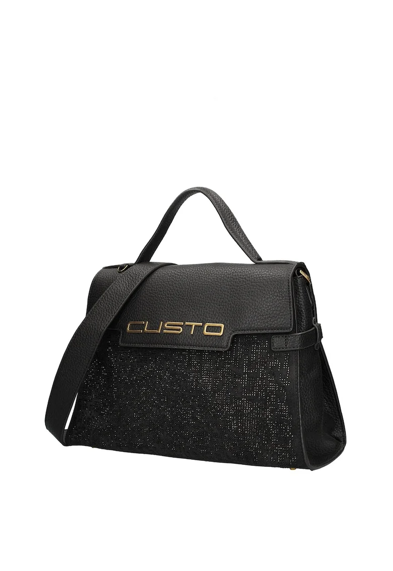 Geanta de piele ecologica cu logo in relief Ultra, Negru