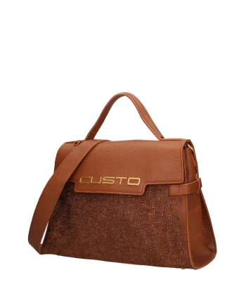 Geanta de piele ecologica cu logo in relief Ultra, Caramel