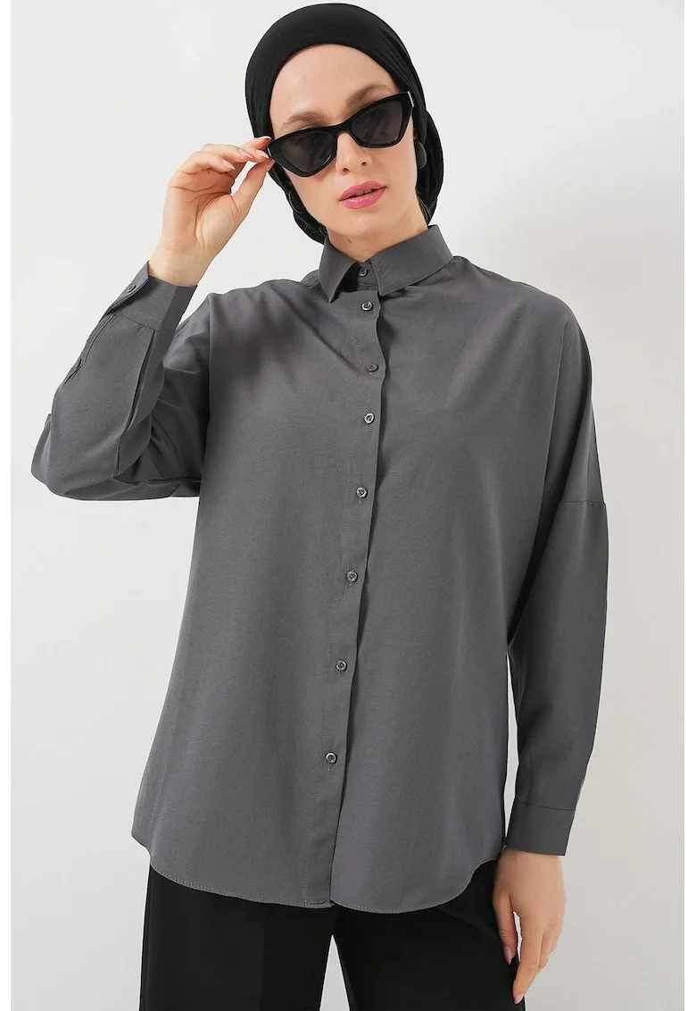 Camasa dama HiCCUP Relaxed Fit gri, Gri