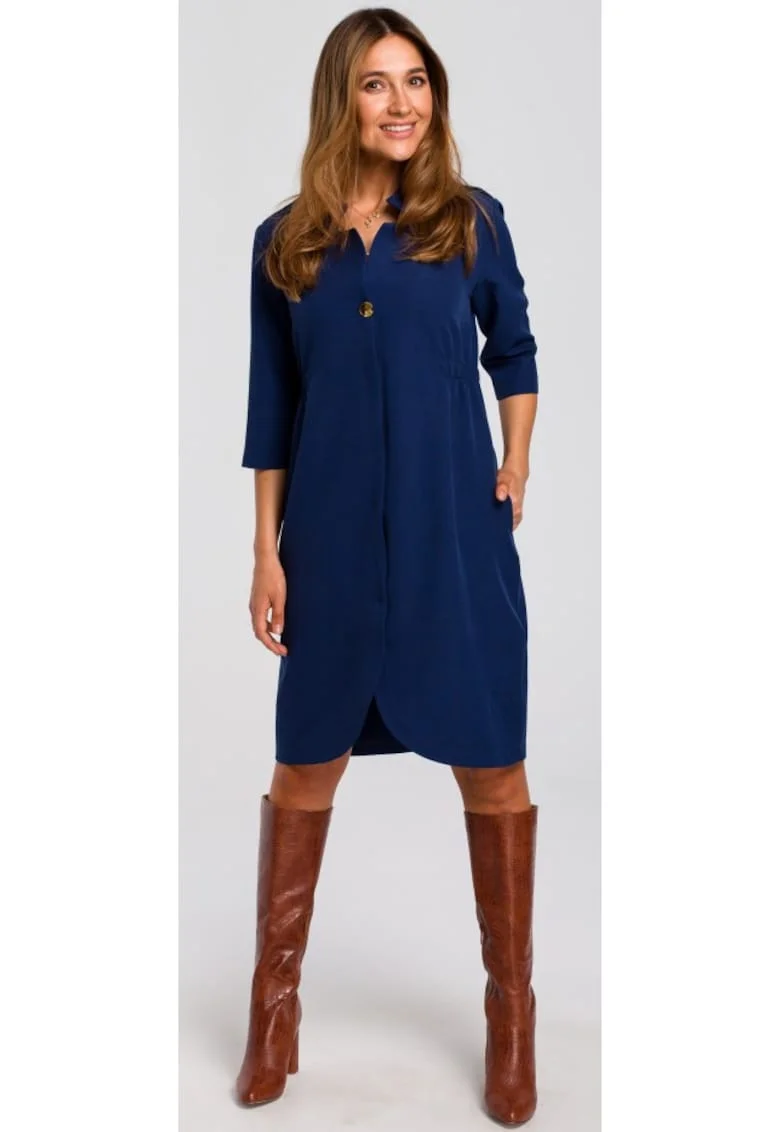 Rochie blazer,  Poliester / Elastan, Negru, Albastru