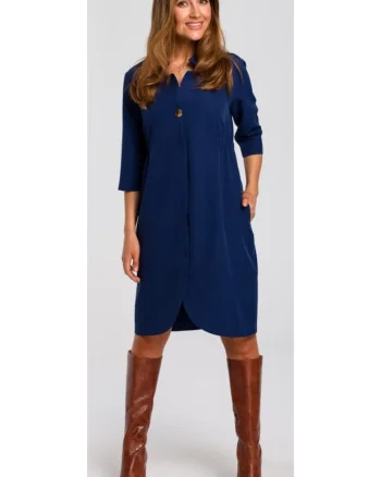 Rochie blazer,  Poliester / Elastan, Negru, Albastru