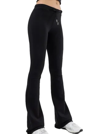 Pantaloni sport dama,  evazati, talie medie, negru, bumbac