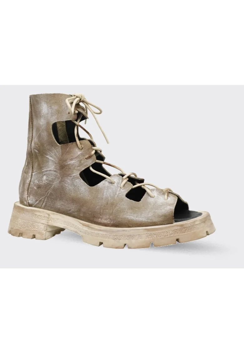 Ghete din piele cu siret, Bej