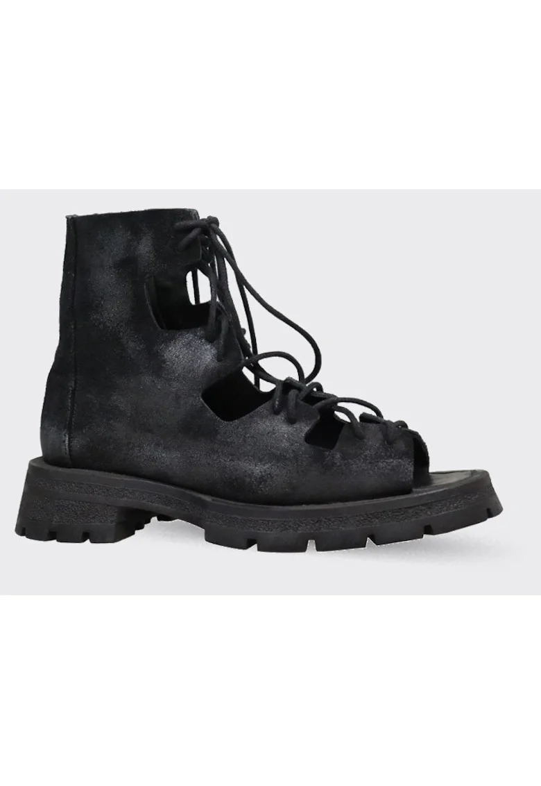 Ghete din piele cu siret, Negru