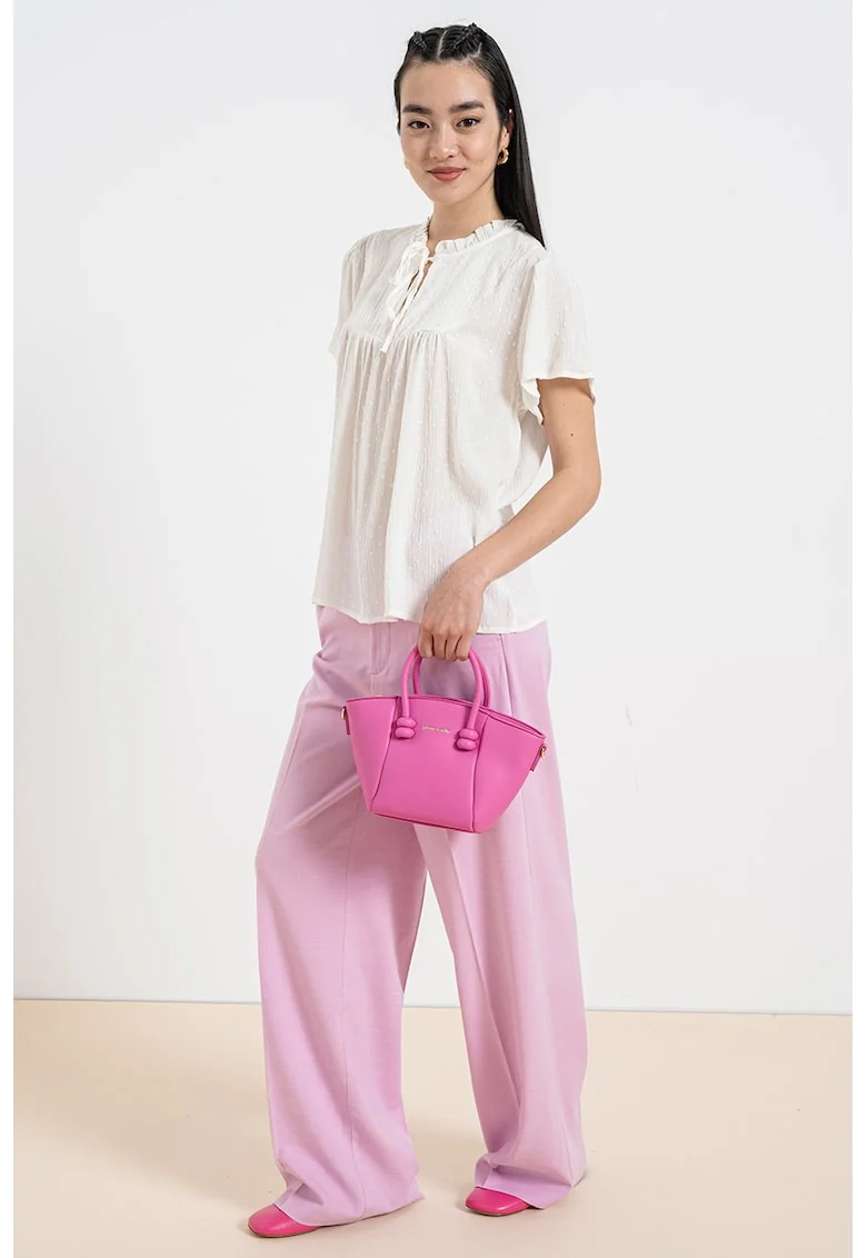 Bluza texturata cu maneci scurte Lima Life, Alb murdar