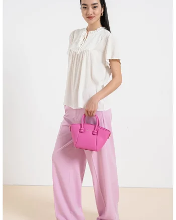 Bluza texturata cu maneci scurte Lima Life, Alb murdar