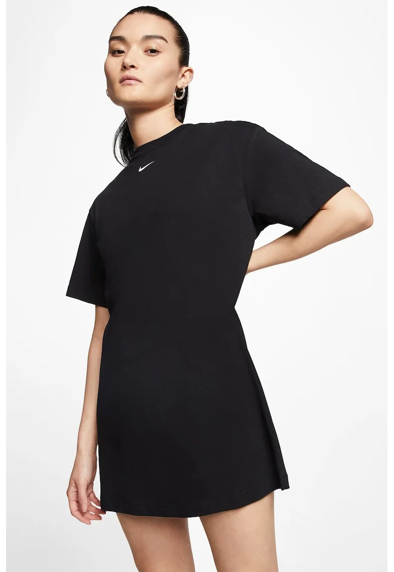 Rochie-tricou cu logo Essentials, Negru