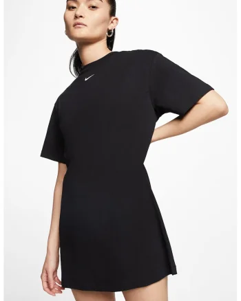 Rochie-tricou cu logo Essentials, Negru