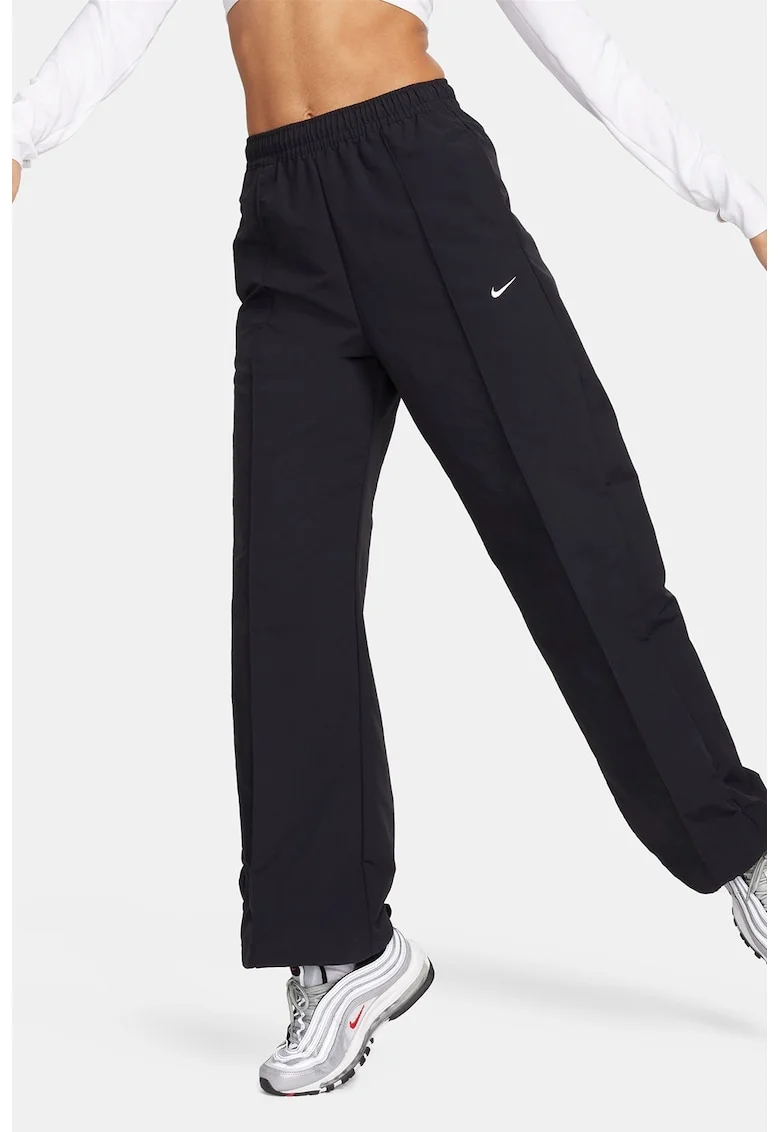 Pantaloni cu croiala ampla cu buzunare laterale, Negru