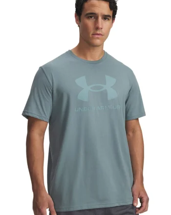 Tricou lejer cu imprimeu logo, Albastru prafuit