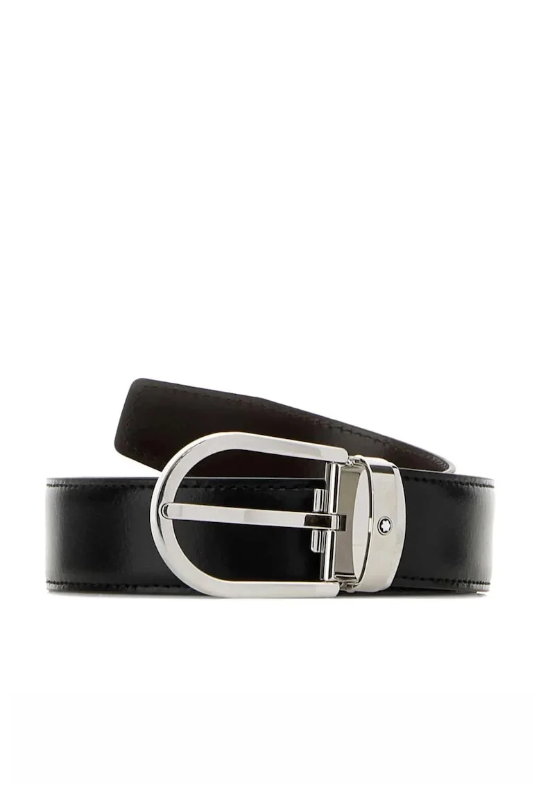 Horseshoe reversible leather belt Black Brown, Negru | Maro