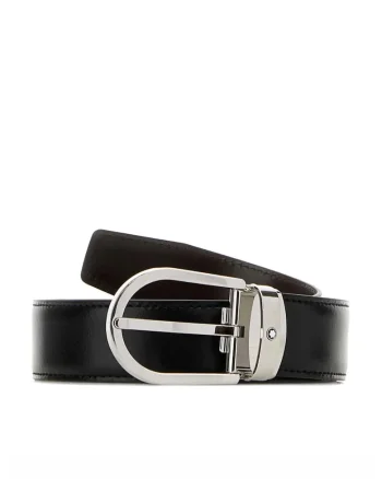 Horseshoe reversible leather belt Black Brown, Negru | Maro