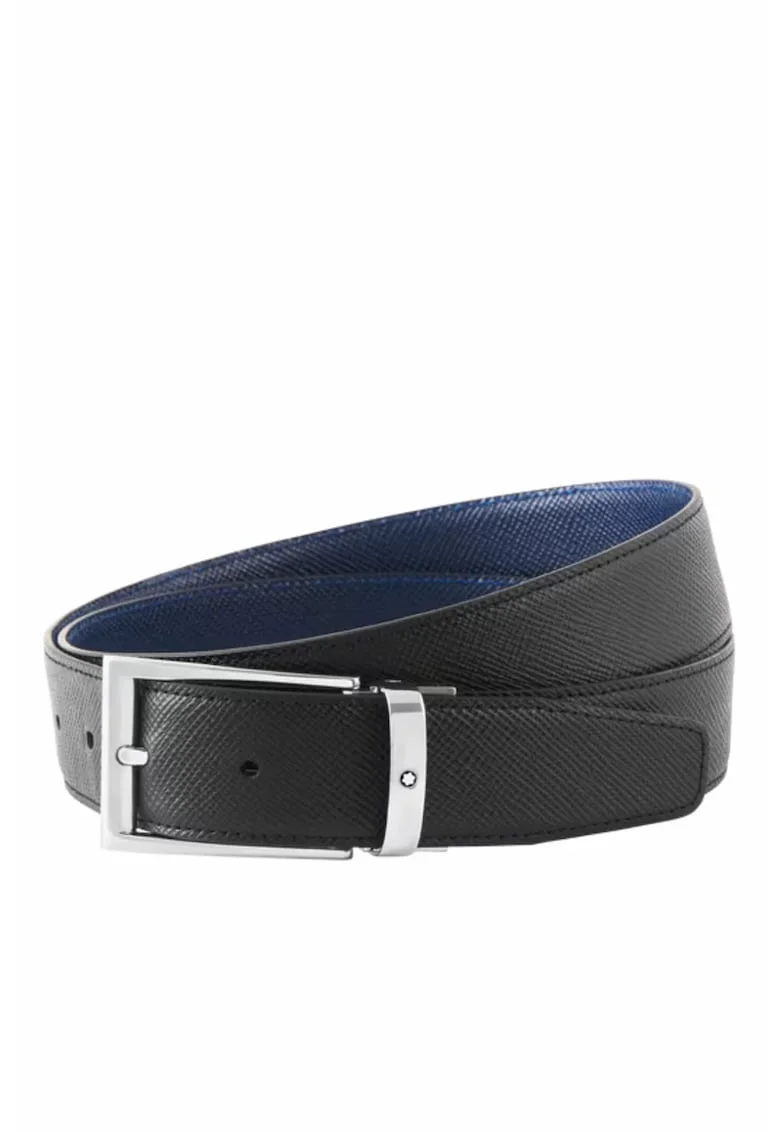 Rectangular 35 mm Reversible Belt in Sartorial Leather, Multicolor