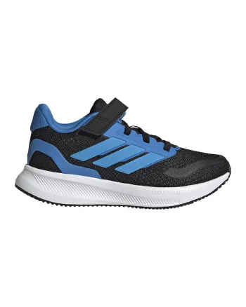 Pantofi sport Runfalcon 5 din plasa cu logo si velcro, Negru/Albastru deschis