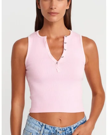 Bluze dama,  crop top reiat, roz pudra, bumbac-elastan, fara maneci,
