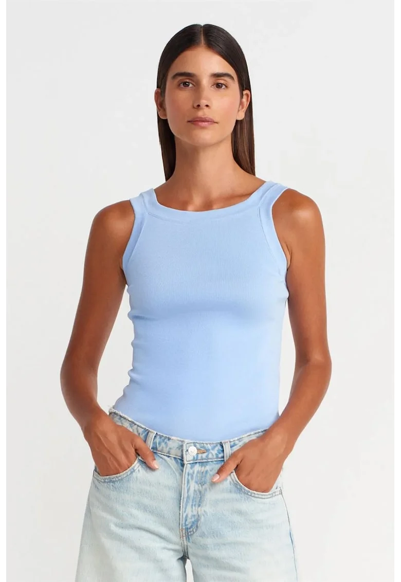 Bluza dama,  bluza fara maneci, casual, Baby Blue,