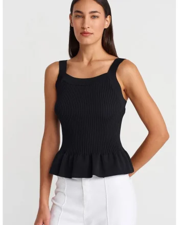 Bluza dama,  bluza mulata, volanase, negru, fara maneci,