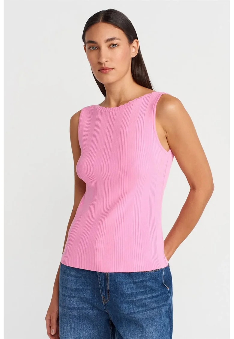 Bluza dama,  Bluza fara maneci, roz aprins, viscoza si poliamida,