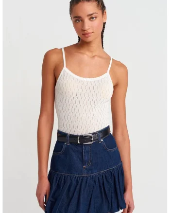 Bluza crop  texturata, detaliu funda, Alb, viscoza si poliamida,