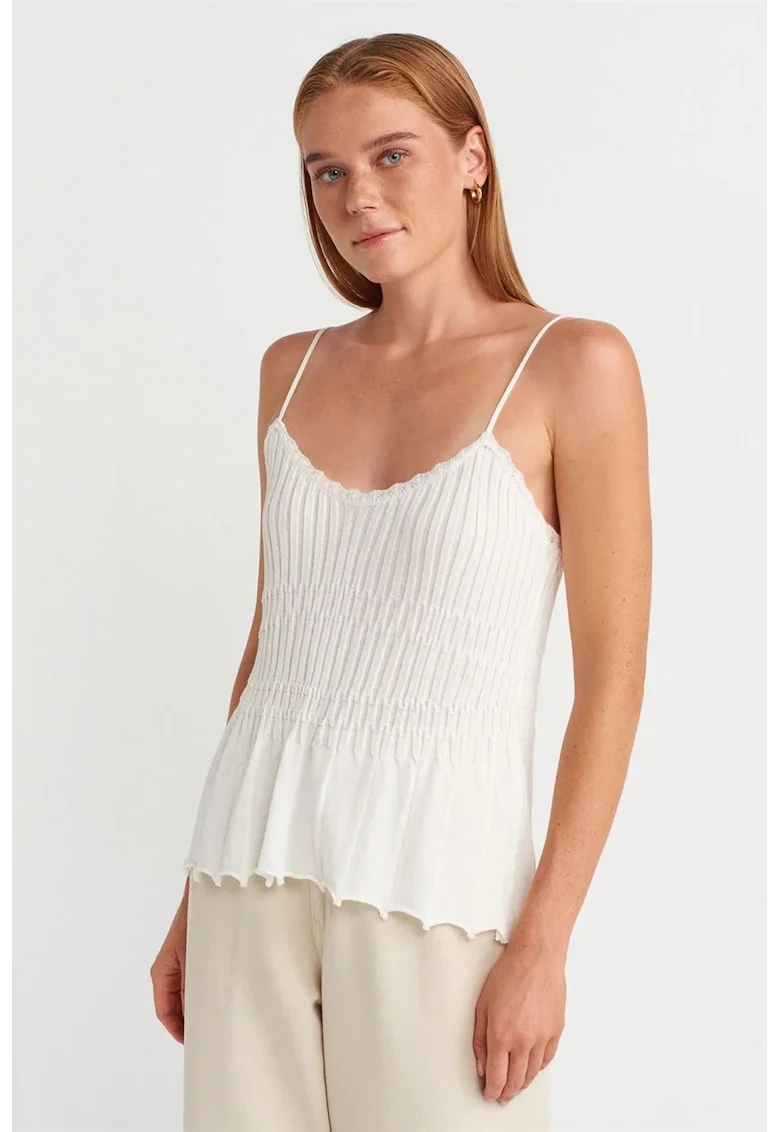Bluza dama,  bluza fara maneci, decolteu in V, alb, viscoza,