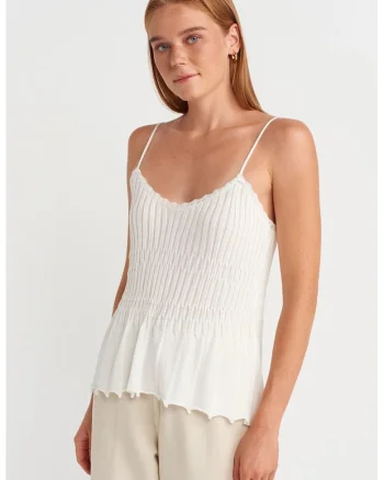 Bluza dama,  bluza fara maneci, decolteu in V, alb, viscoza,