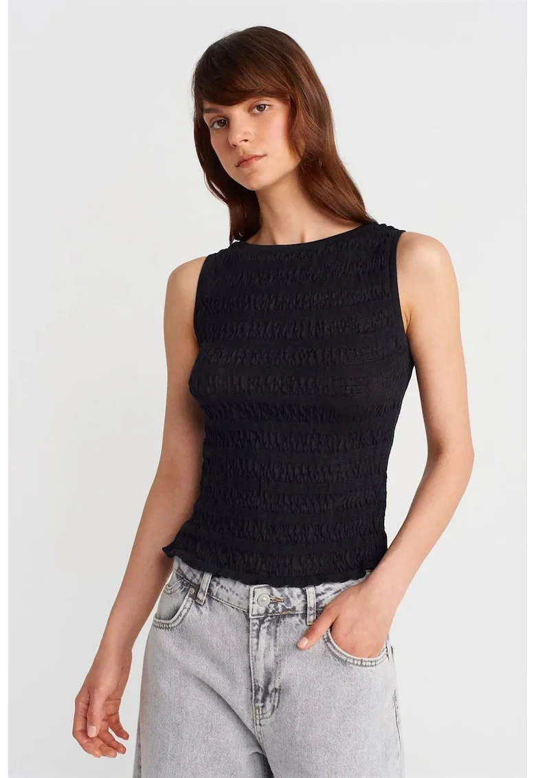Bluza dama,  mulata, fara maneci, negru, bumbac-poliester,