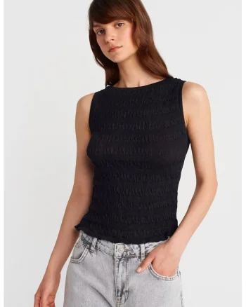 Bluza dama,  mulata, fara maneci, negru, bumbac-poliester,