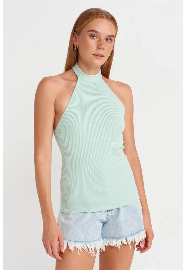 Bluza dama,  bluza mulata cu guler halter, verde menta, viscoza,
